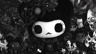 AI Wallpaper: Black Hello Kitty in Ultra HD Quality