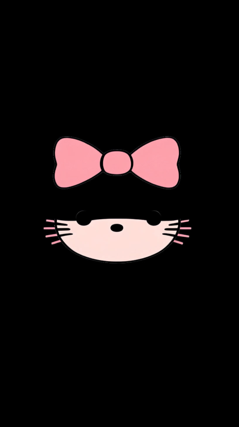 Stunning Black-Pink Hello Kitty Mobile Wallpaper for iPhone