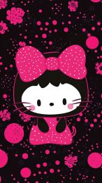 Vibrant Black Pink Hello Kitty Wallpapers for Samsung Phones