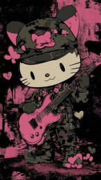 Beautiful Black-Pink Hello Kitty Picture for Your Phone