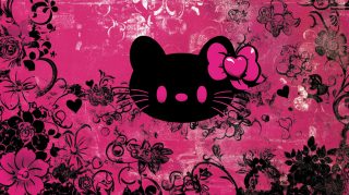 Stunning 4K Black Pink Hello Kitty Desktop Backgrounds