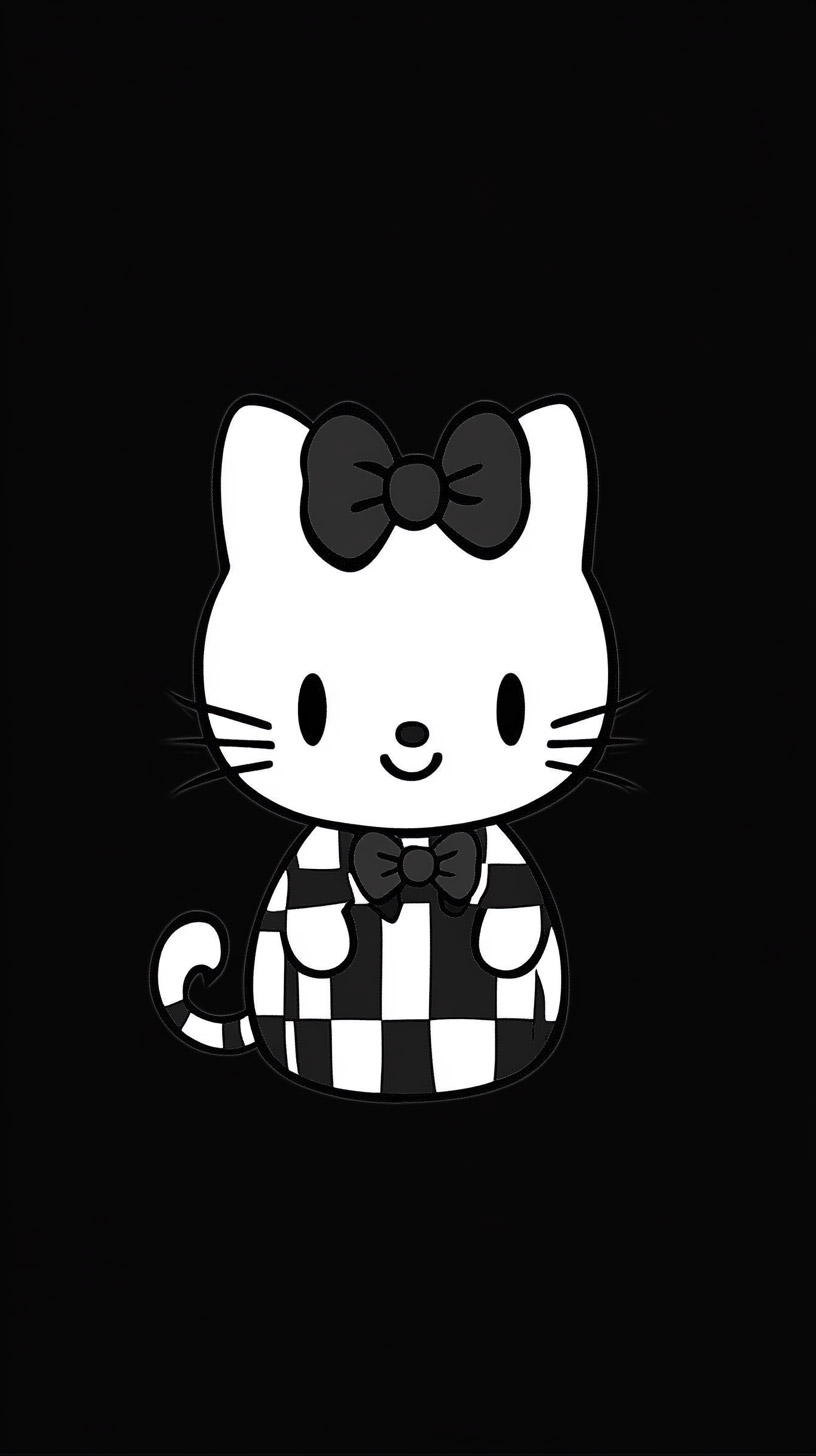 Stunning Black and White Hello Kitty Mobile Wallpaper