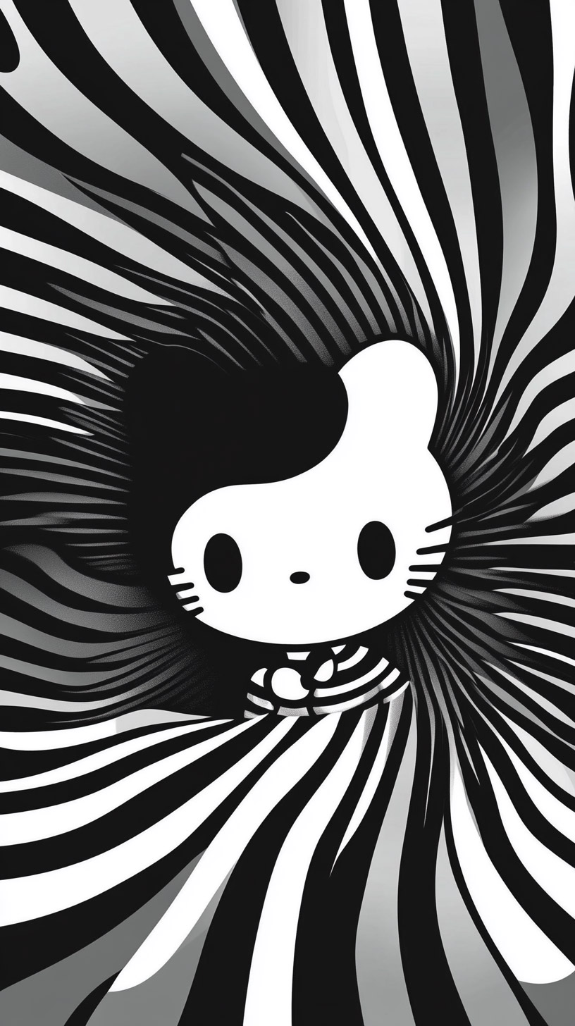 Free HD Black and White Hello Kitty Background for Phones