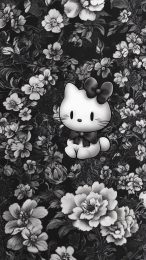 Download Cute Black and White Hello Kitty Pictures