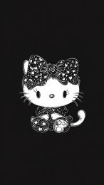 Elegant Black and White Hello Kitty Photo for Mobile Users