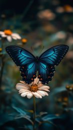 Captivating Blue Flower and Butterfly Photo for iPhone