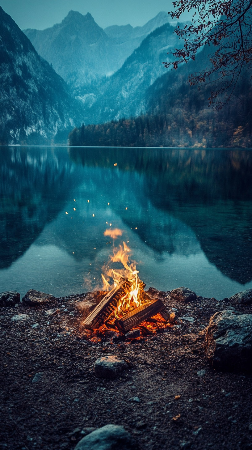 Stunning Campfire Digital Background for Your Mobile Screen