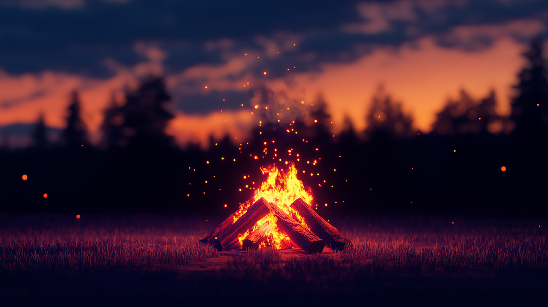 AI Generated Campfire Wallpaper for Stunning Desktop Background