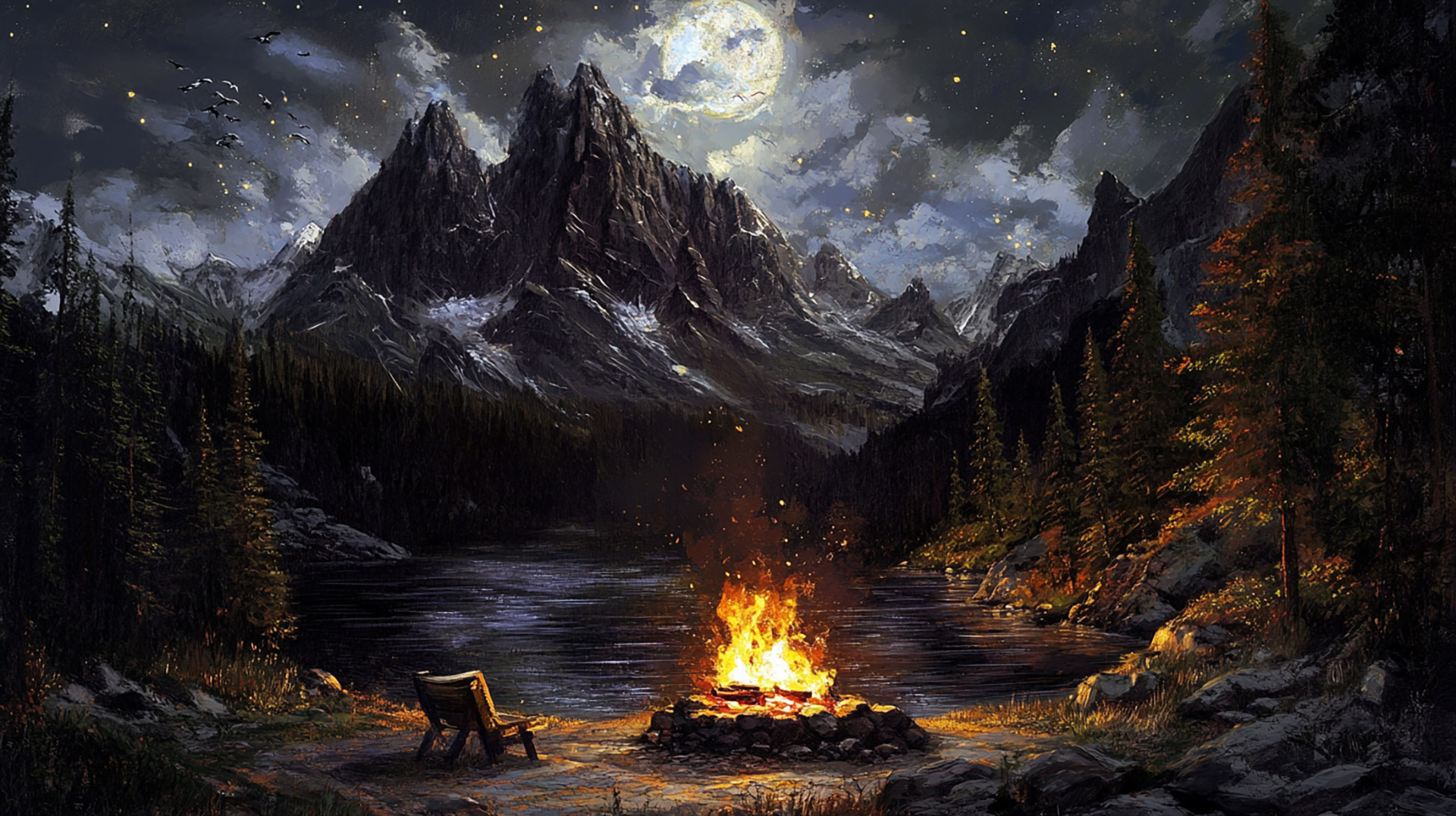 Explore AI Wallpaper: Campfire Digital Backgrounds