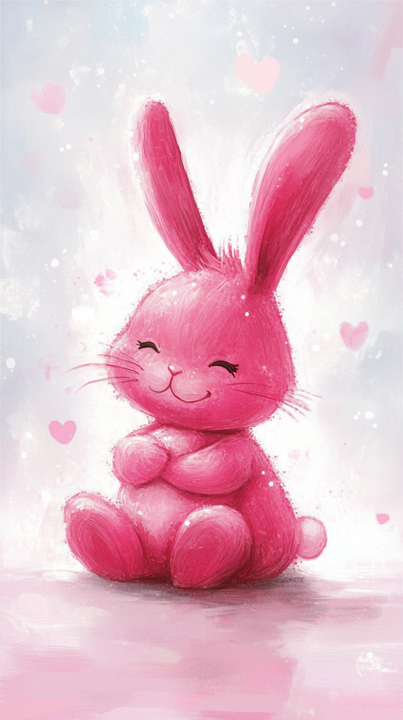 Beautiful Pink Bunny Picture for HD Mobile Screens