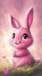 Charming Pink Bunny Photo for Mobile Wallpaper