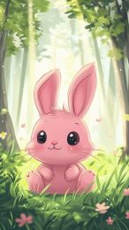 Vibrant Pink Bunny HD Mobile Wallpaper Download