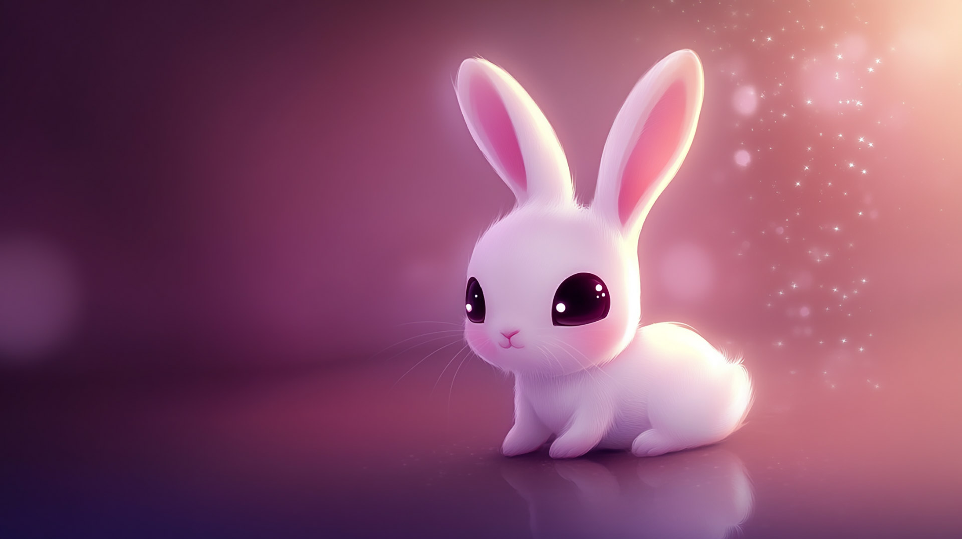 Cute Cartoon Pink Bunny Wallpaper for HD Desktops