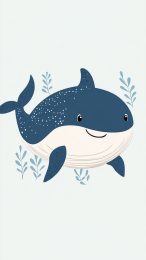 Vibrant Digital Background of Cartoon Whale Shark