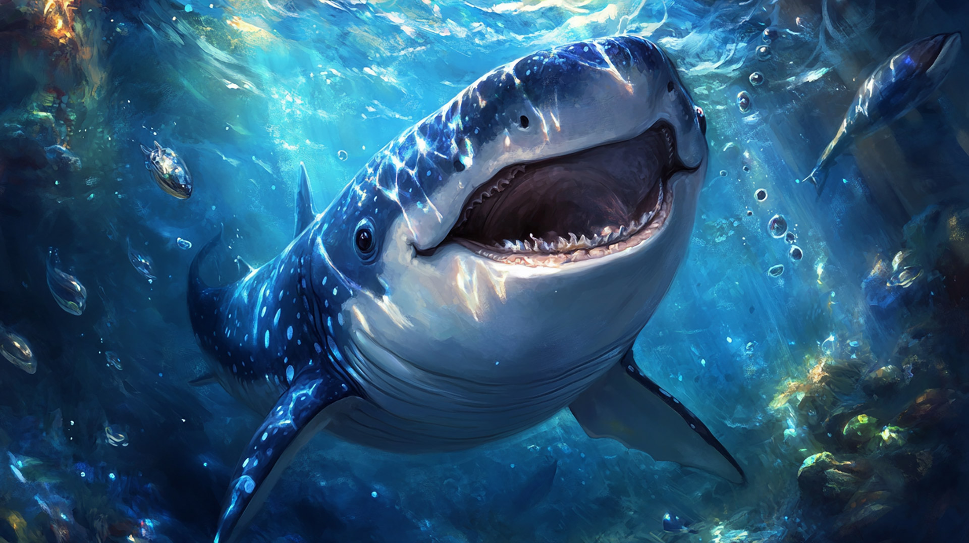 Download Stunning 4K Cartoon Whale Shark HD Wallpaper