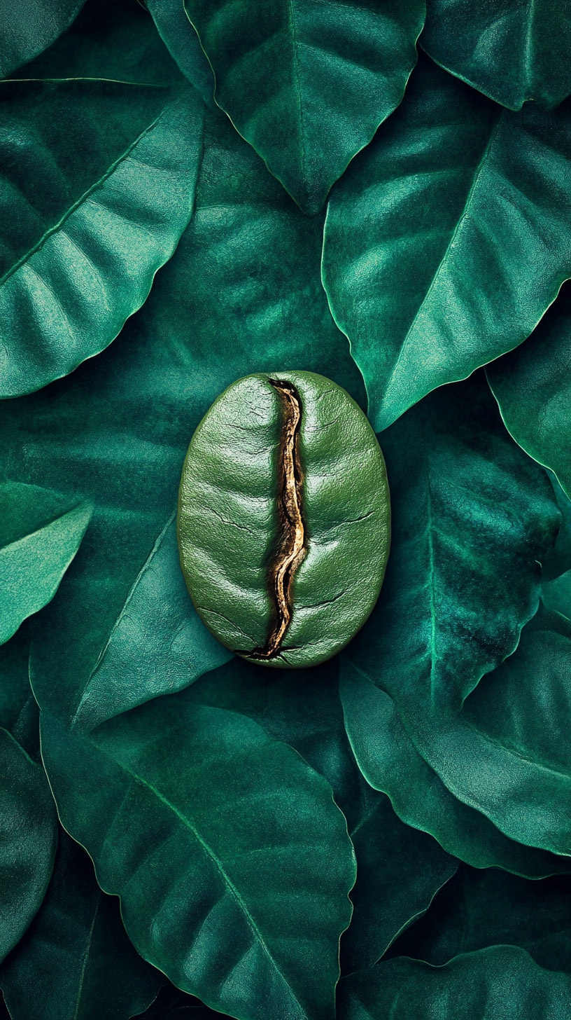 AI-Generated HD Coffee Bean and Tea Leaf Mobile Wallpaper