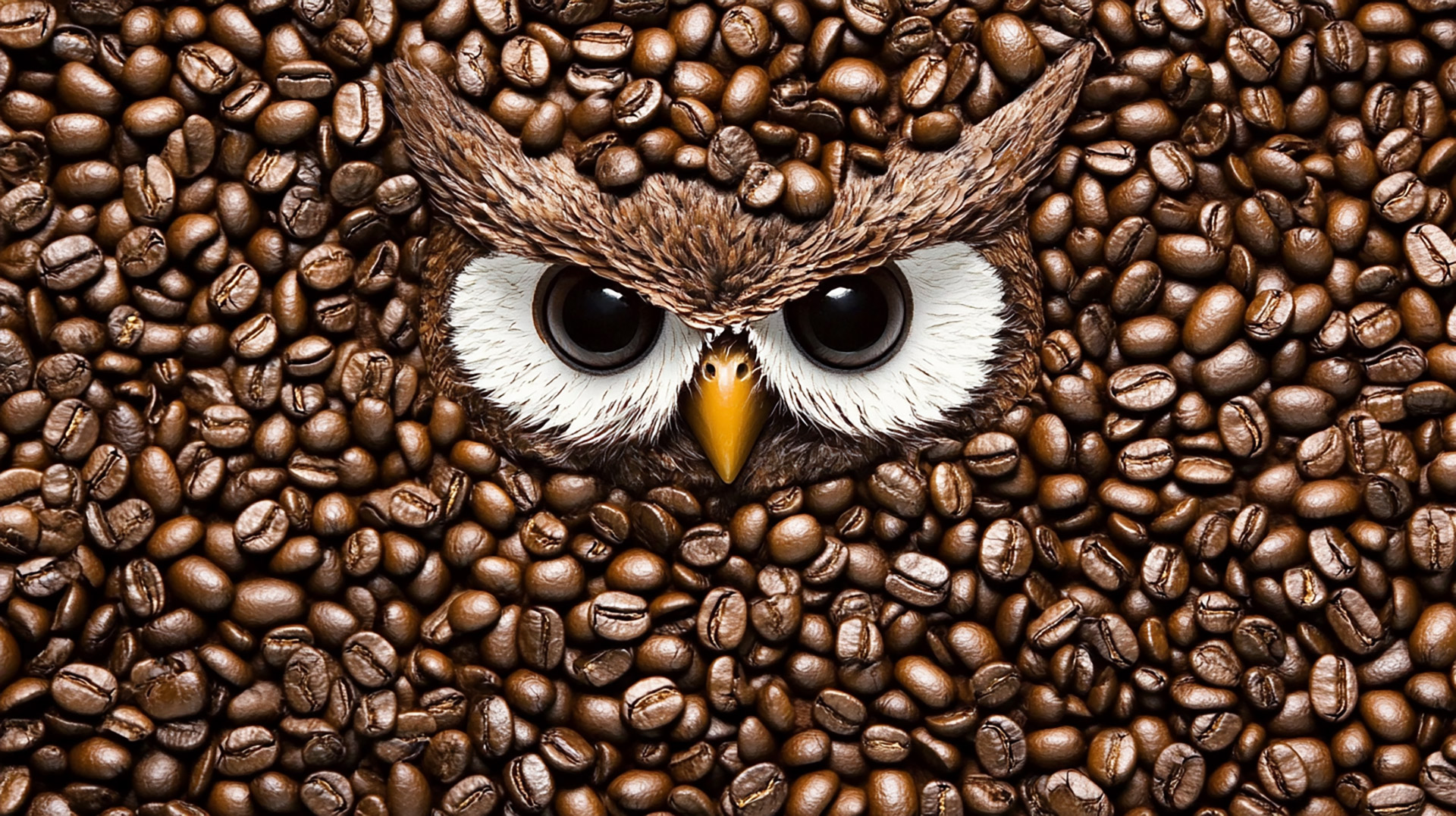 AI Coffee Bean Owl Wallpaper for HD Desktops