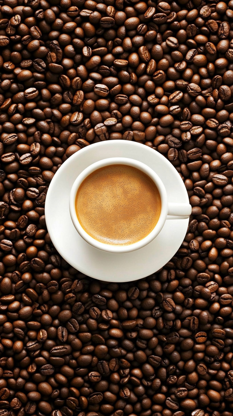 Digital Background of Coffee Cup and Beans for Android