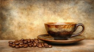 Stunning Coffee Beans with Cup HD Wallpaper Download