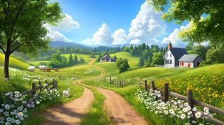 AI Wallpaper: Stunning Ranch Scenes for Your PC