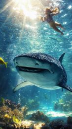 Cute Whale Shark Phone Wallpaper for iPhone and Android