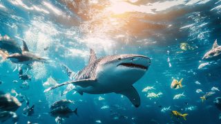 AI Wallpaper of Cute Whale Sharks for Free Download