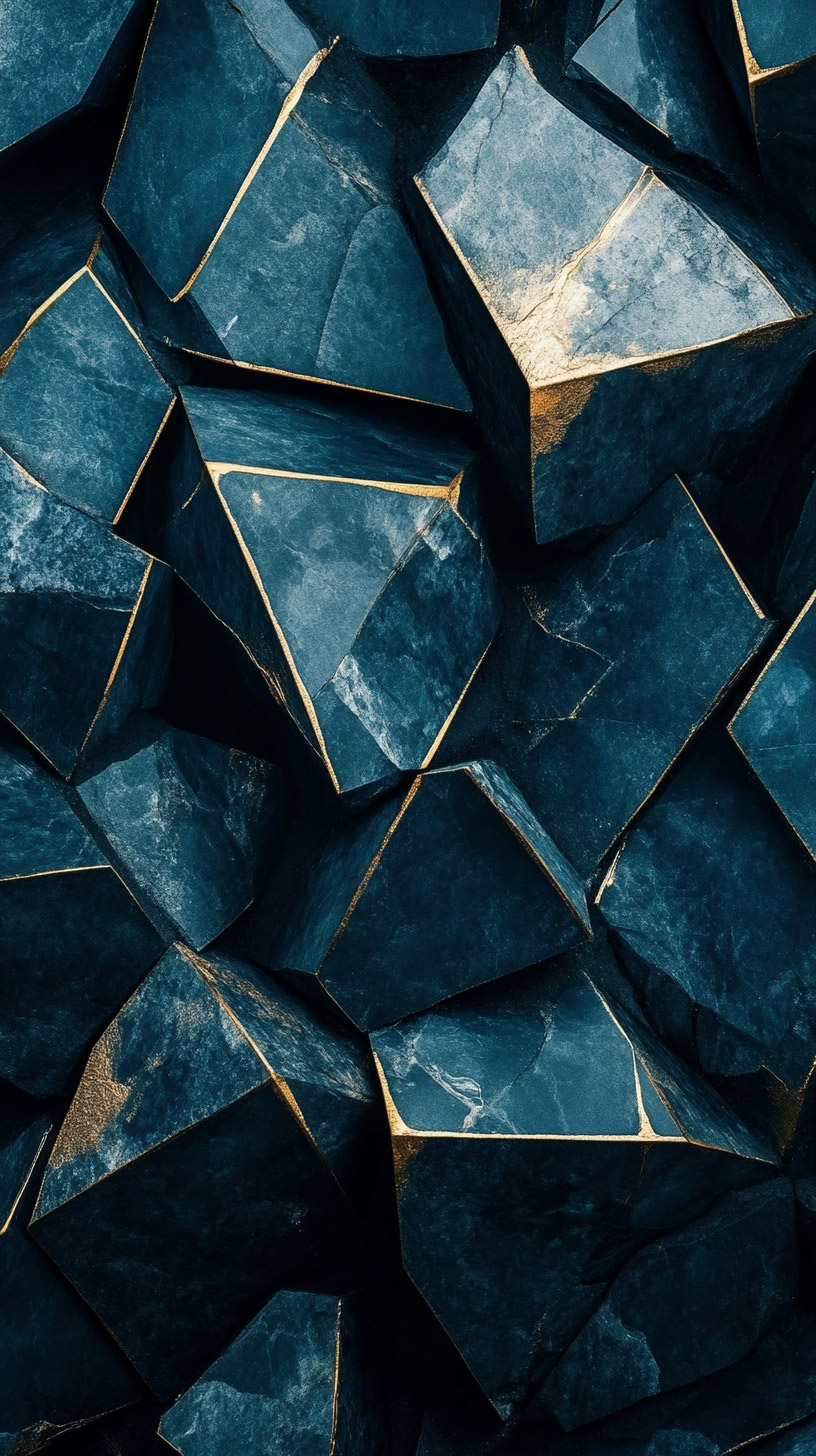 Dark Blue and Gold Geometric Mobile Wallpaper Download