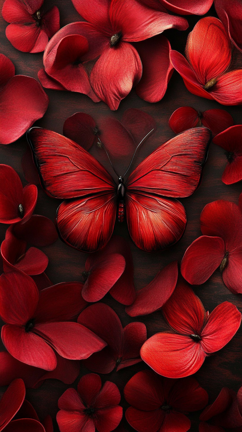 Dark Red Butterfly HD Mobile Wallpaper for iPhone