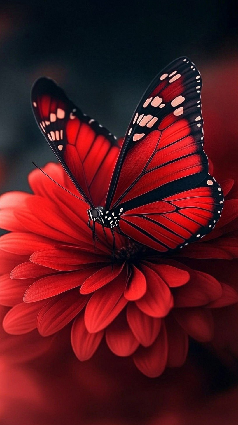 Stunning Dark Red Butterfly Digital Background for Android