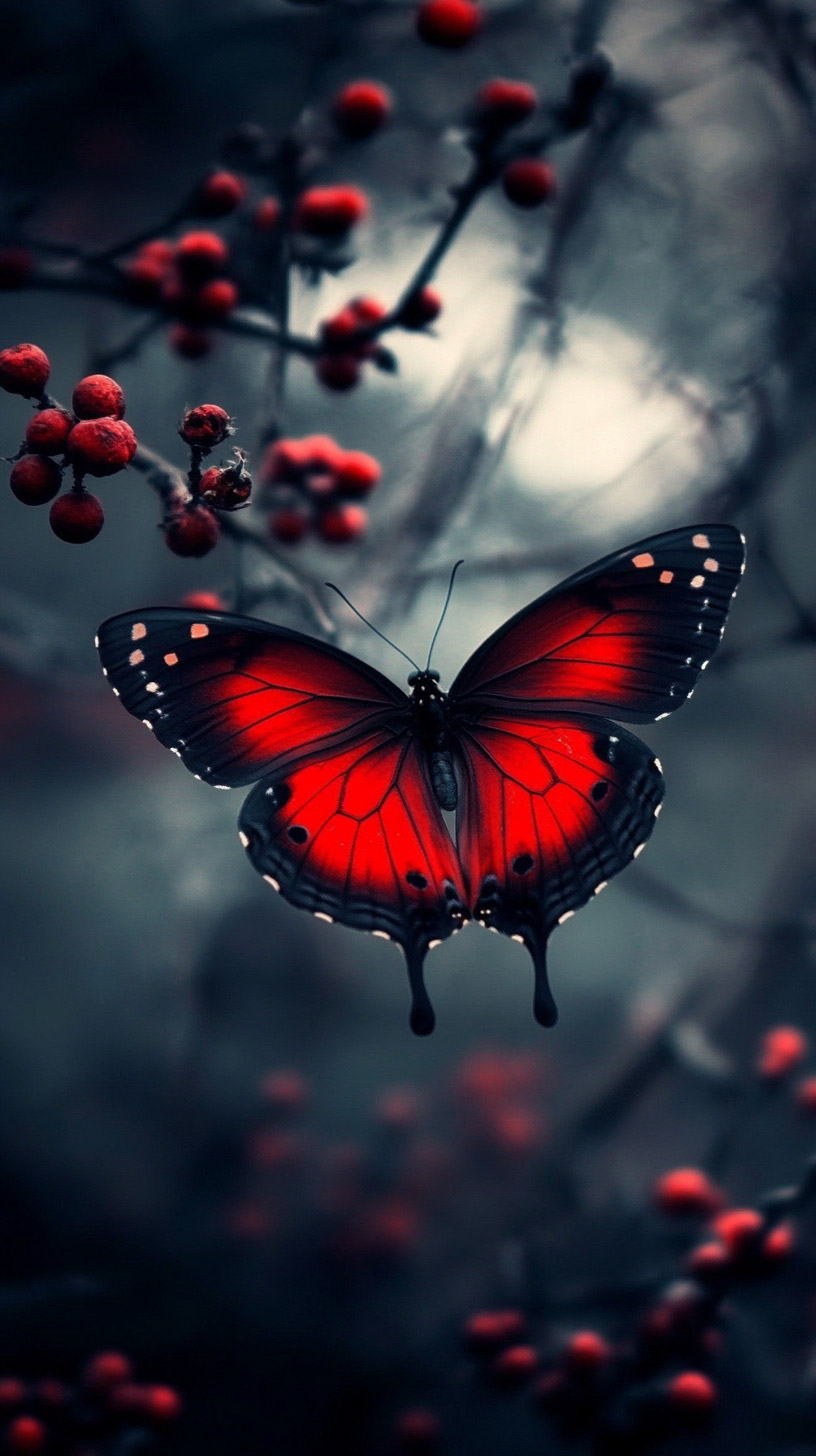 Free Download: Dark Red Butterfly Mobile Wallpaper Images