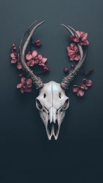 Stunning Deer Skull and Flowers HD Mobile Wallpaper