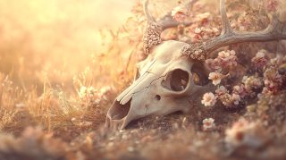 Stunning HD Wallpaper of Deer Skull and Flowers