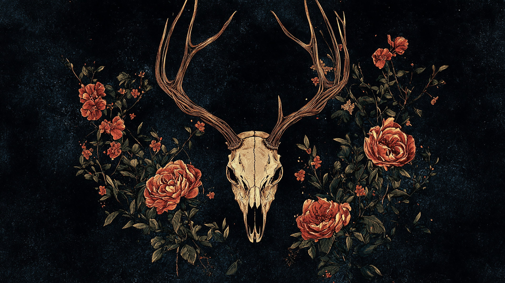 Breathtaking 4k Images of Deer Skull and Flowers