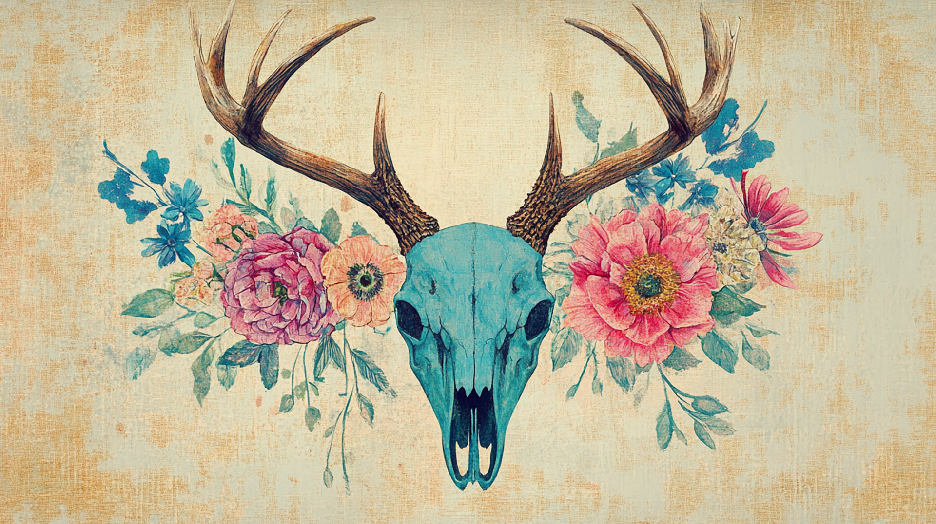 Captivating Stock Photos of Floral Deer Skull Art