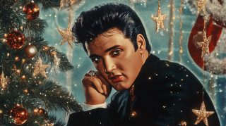 Stunning AI Wallpaper of Elvis Presley in Christmas Vibe