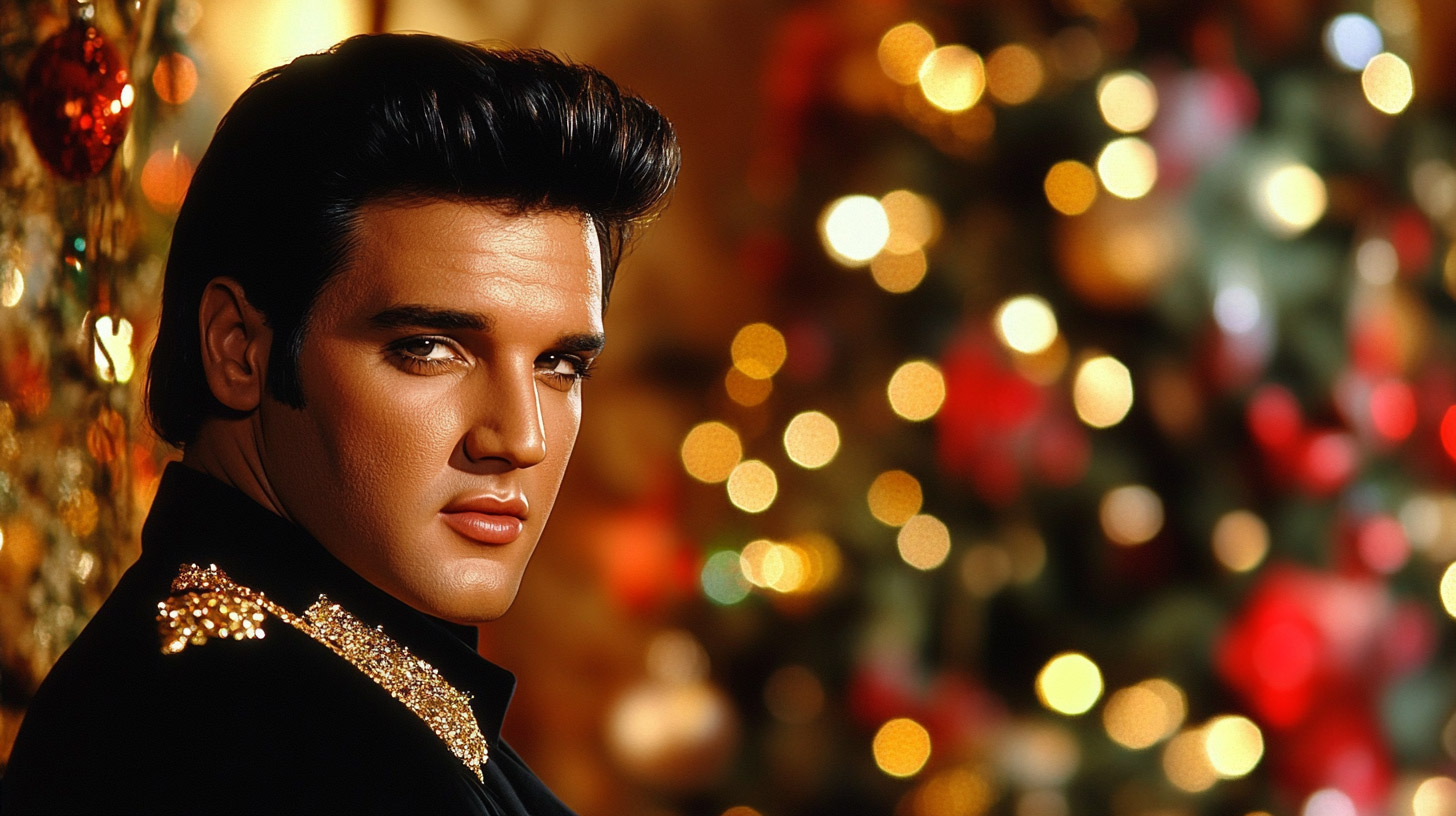 Christmas 4K Wallpaper Featuring Elvis Presley in Action