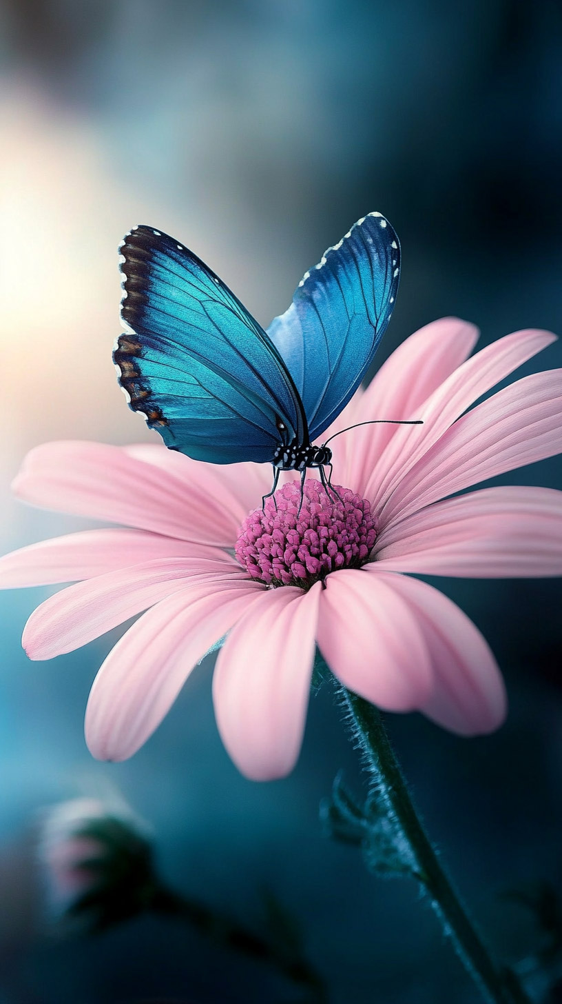 Digital Background of Flower and Butterfly for Android