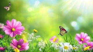 Stunning AI Flower and Butterfly HD Wallpaper