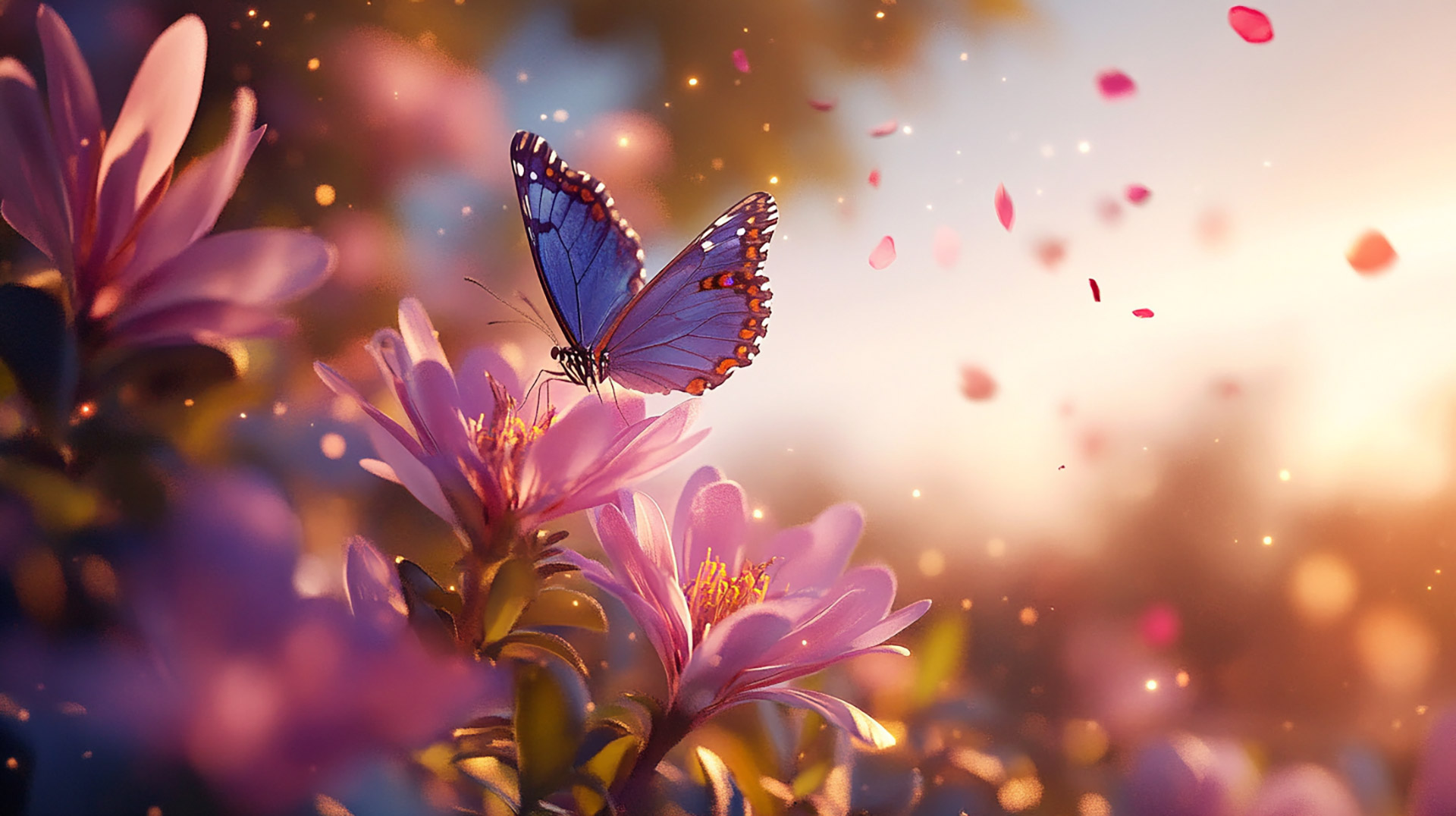 Vibrant Digital Backgrounds: Flower and Butterfly Images