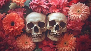 Beautiful 1920x1080 Flowers and Skulls Desktop Images