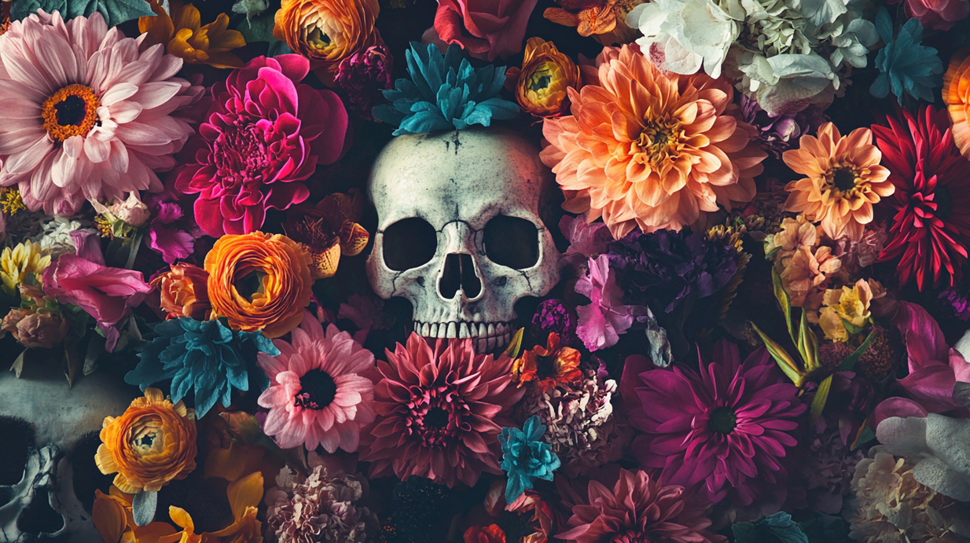 High-Quality Stock Photos of Flowers and Skulls