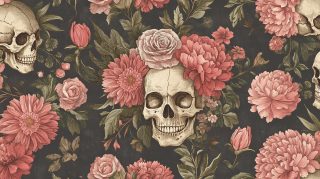 Stunning 8k Flowers and Skulls Wallpaper for Desktop