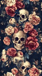 Download Free Flowers and Skulls Wallpaper for iPhone