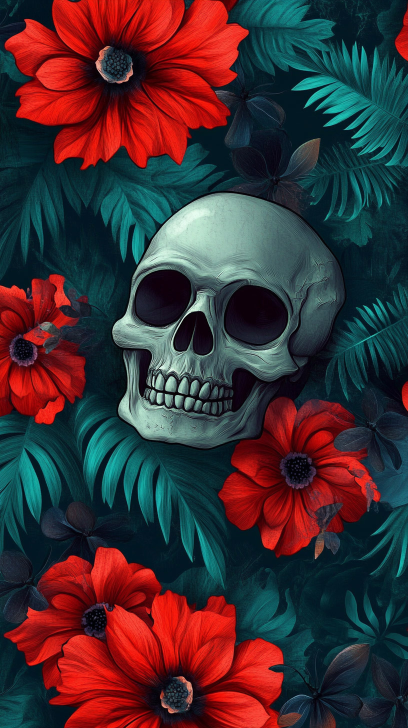 Eye-catching Flowers and Skulls Pictures for Mobile Screens