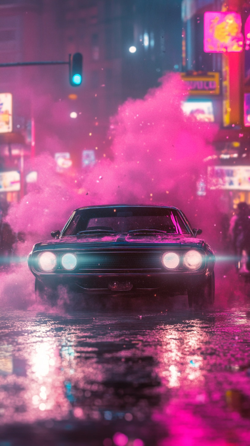 Stunning Digital Backgrounds: Futuristic Muscle Car Images