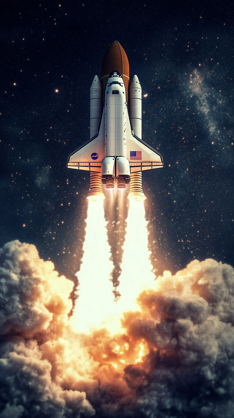 Stunning Digital Background of Space Shuttle for Mobile