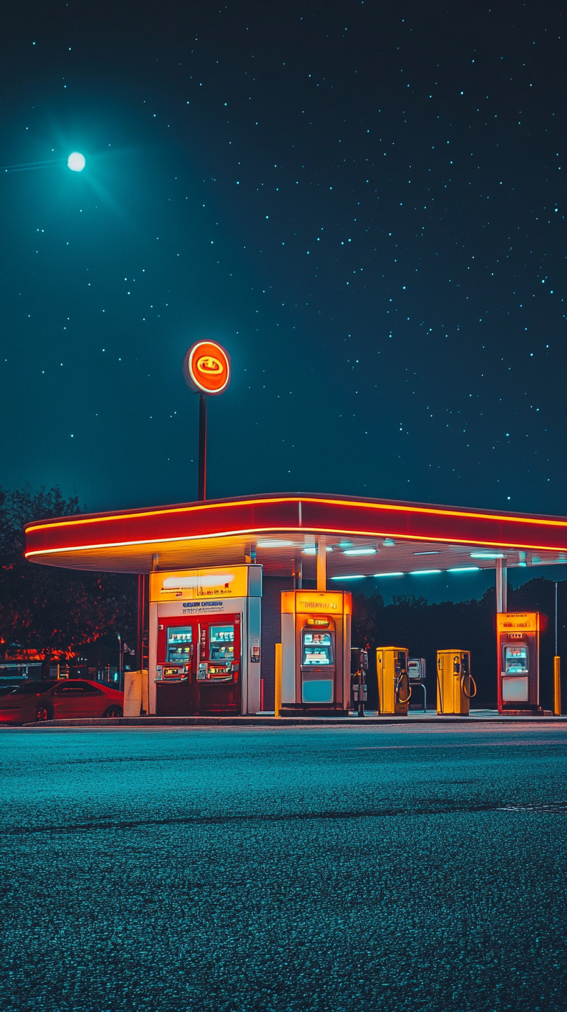 AI-Generated Gas Station HD Mobile Wallpaper for iPhone