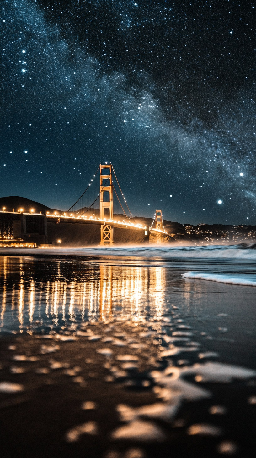 Nighttime Golden Gate Bridge Photo Download for Smartphones