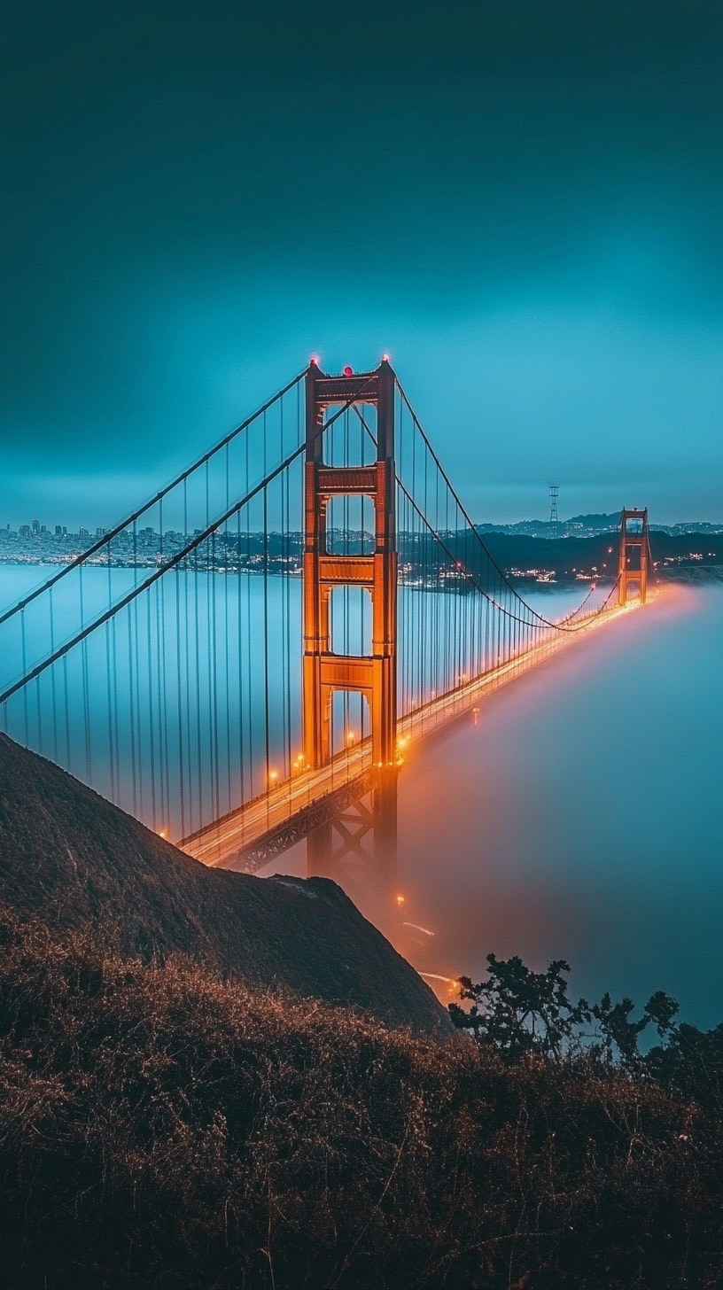 Free Nighttime Golden Gate Bridge Backgrounds for Android Phones