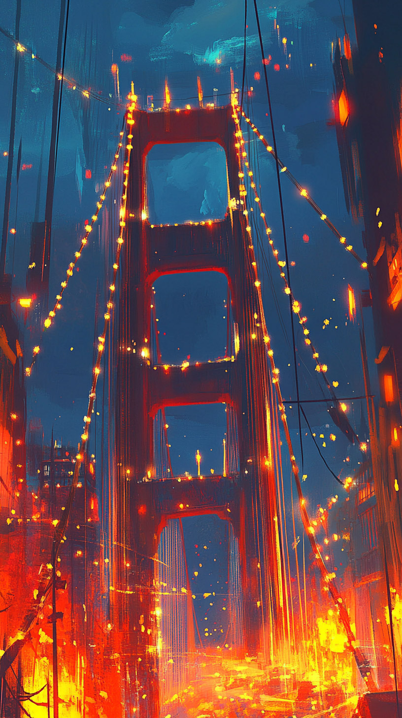 Download Golden Gate Bridge Night Photo as Mobile Wallpaper